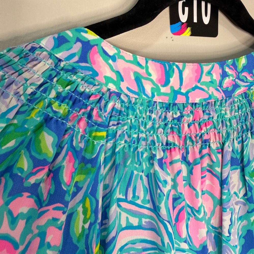 #13 LILLY PULITZER Elsa Top XL PTP: 24"Multi In Full Bloom Silk Floral NWT $158 - Picture 11 of 13